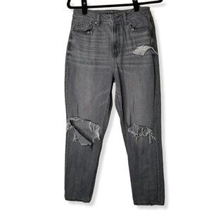 ⚡️American Eagle Size 6 Distressed Mom Jeans Straight Leg Busted Knees Grunge